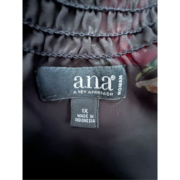 a.n.a Sheer Black 3/4 Sleeve Blouse With Floral Pattern - Picture 2 of 4